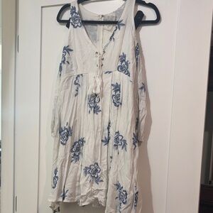 Floral Embroidered White and Blue dress